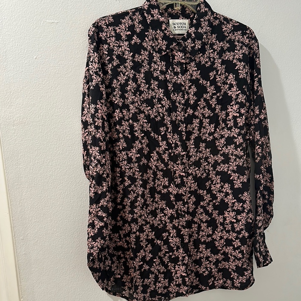 Scotch & Soda Black and Pink Floral Shirt